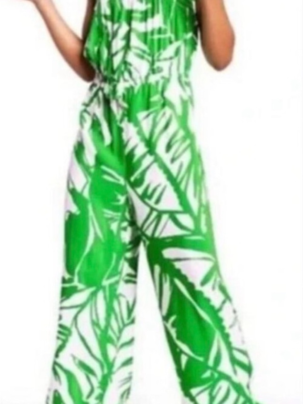 Lilly Pulitzer Boom Boom Palm Leaf Wide-Leg Jumpsuit Green Romper NEW girls XL